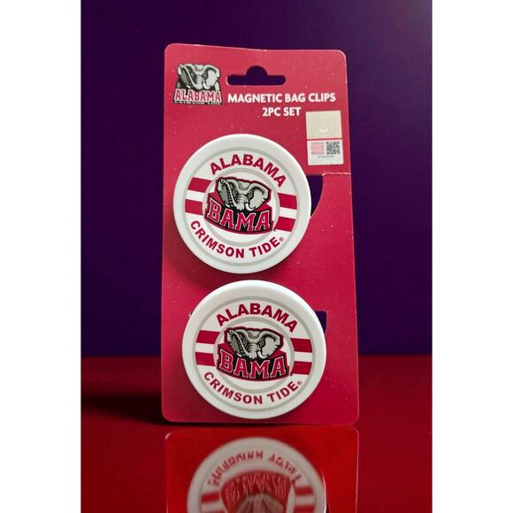 Alabama Crimson Tide Magnetic Bag Clips 2 Pc (piece) Set NEW - Picture 1 of 1